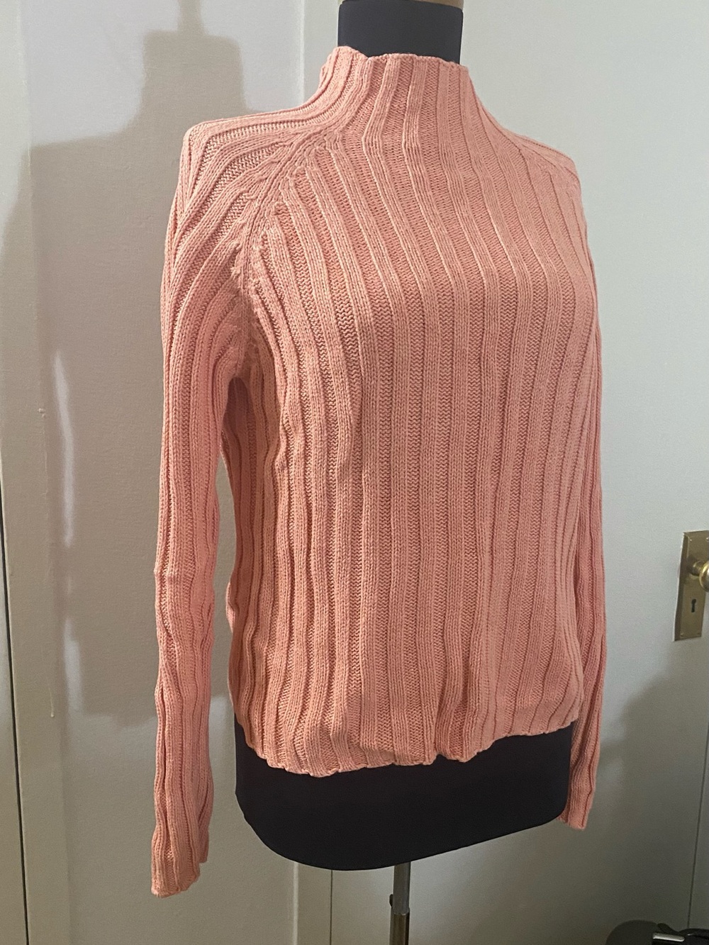 Herman Geist Mockneck Ribbed Sweater, Tangerine, Size Medium